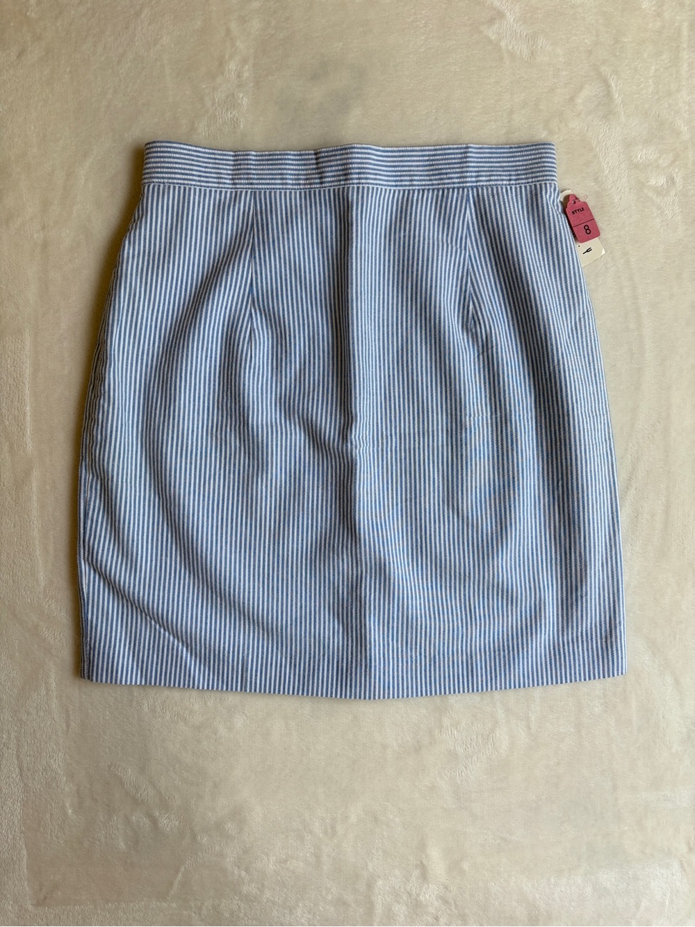 T.N.Y. Blue & White Striped Seersucker Pencil Mini Skirt Size M / 8